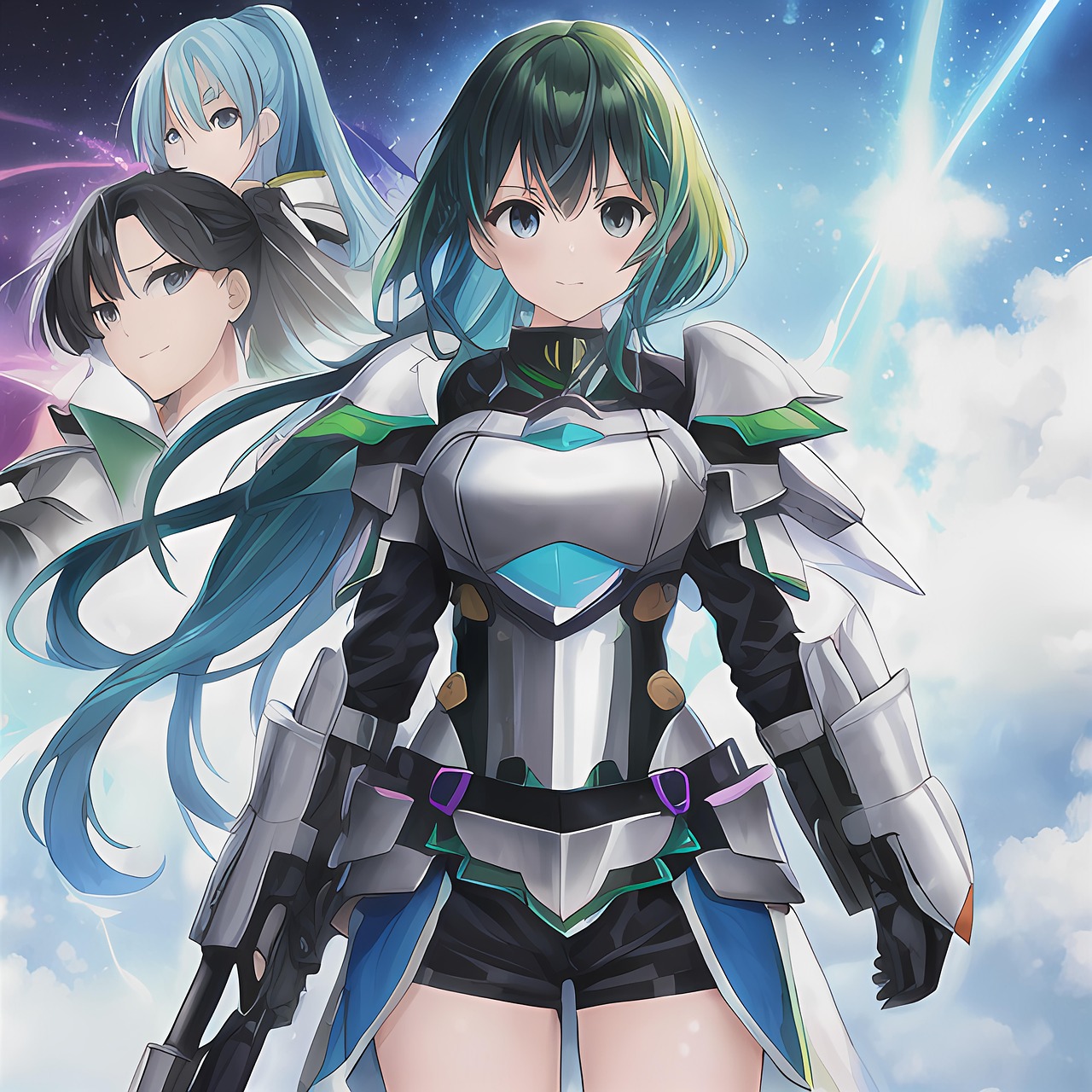 services-02 anime, manga, comic, cute, girl, nature, woman, armor, clouds